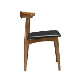 Simple Wood Combine With Leather Chair